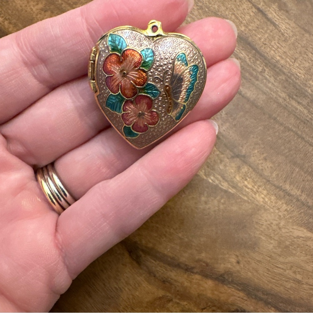 Gold Heart Locket with Floral Design
